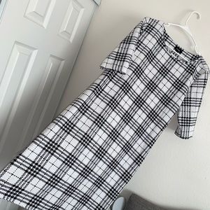 💞Plaid Black and White Fashionable Work Dress💞